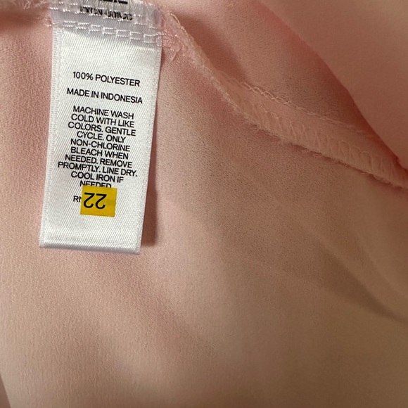 New Express Soft Pink/Hot Pink Trim Button Down Sleeveless Sheer Blouse Womens S - Picture 4 of 4